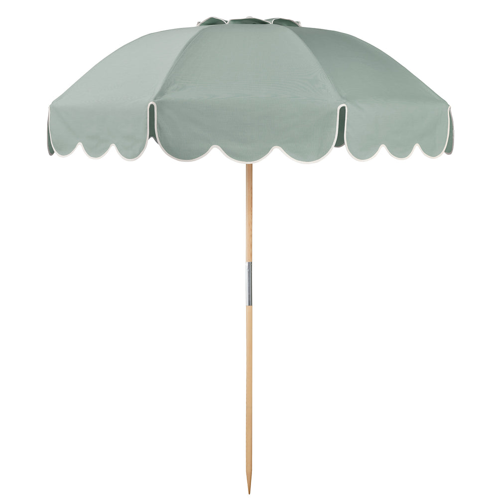 Basil Bangs Jardin Patio Umbrella Alpine Green with Scallop Valance