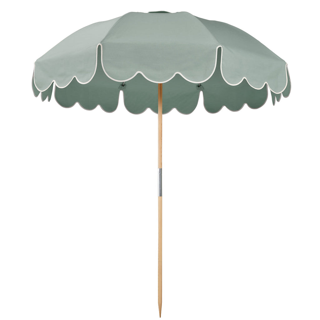 Basil Bangs Jardin Patio Umbrella Alpine Green with Scallop Valance