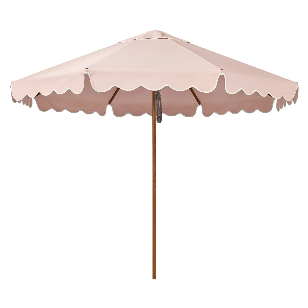 Basil Bangs Sundial Woodgrain 2.8m Umbrella Rosa - Scallop Valance