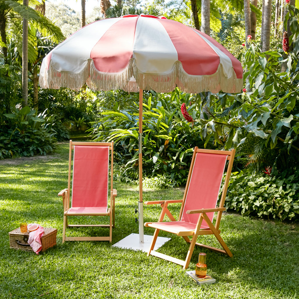 Basil Bangs Jardin Patio Umbrella Coral With Fringe