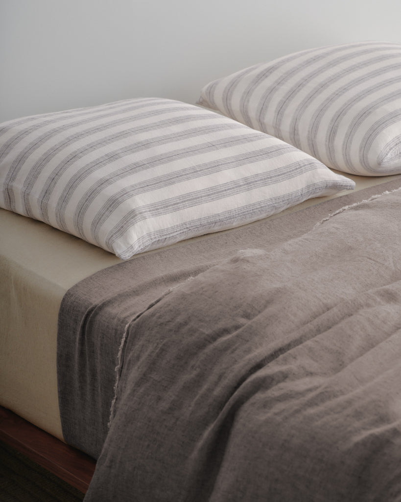Hale Mercantile Basix Stripe European Linen Pillowcase Ayrton/Nox
