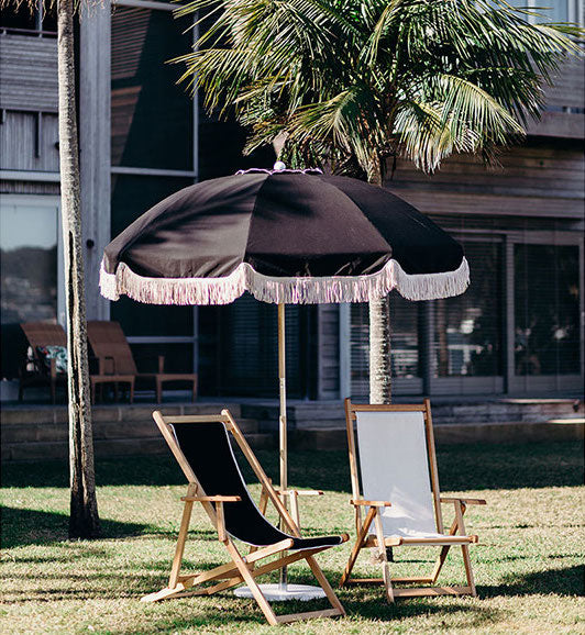 Basil Bangs Jardin Patio Umbrella Black With Fringe