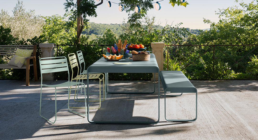 Fermob Surprising Chair, Fermob Bellevie Table & Bench