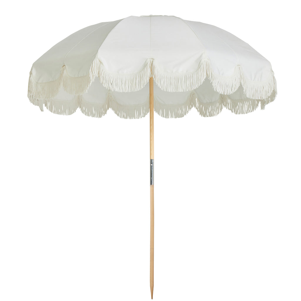 Basil Bangs Jardin Patio Umbrella White With Fringe