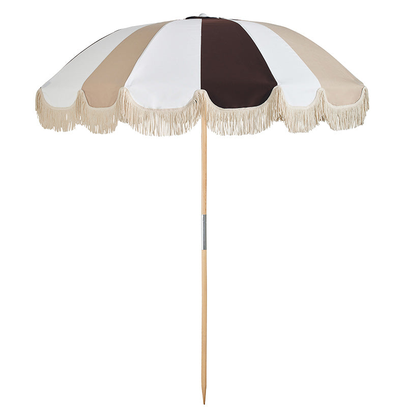 Basil Bangs Jardin Patio Umbrella Tan With Fringe