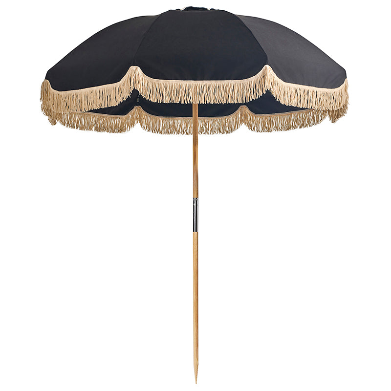 Basil Bangs Jardin Patio Umbrella Black With Fringe