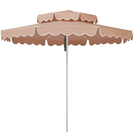 Basil Bangs Double Caspar 2.8m Umbrella Clay - Scalloped Valance