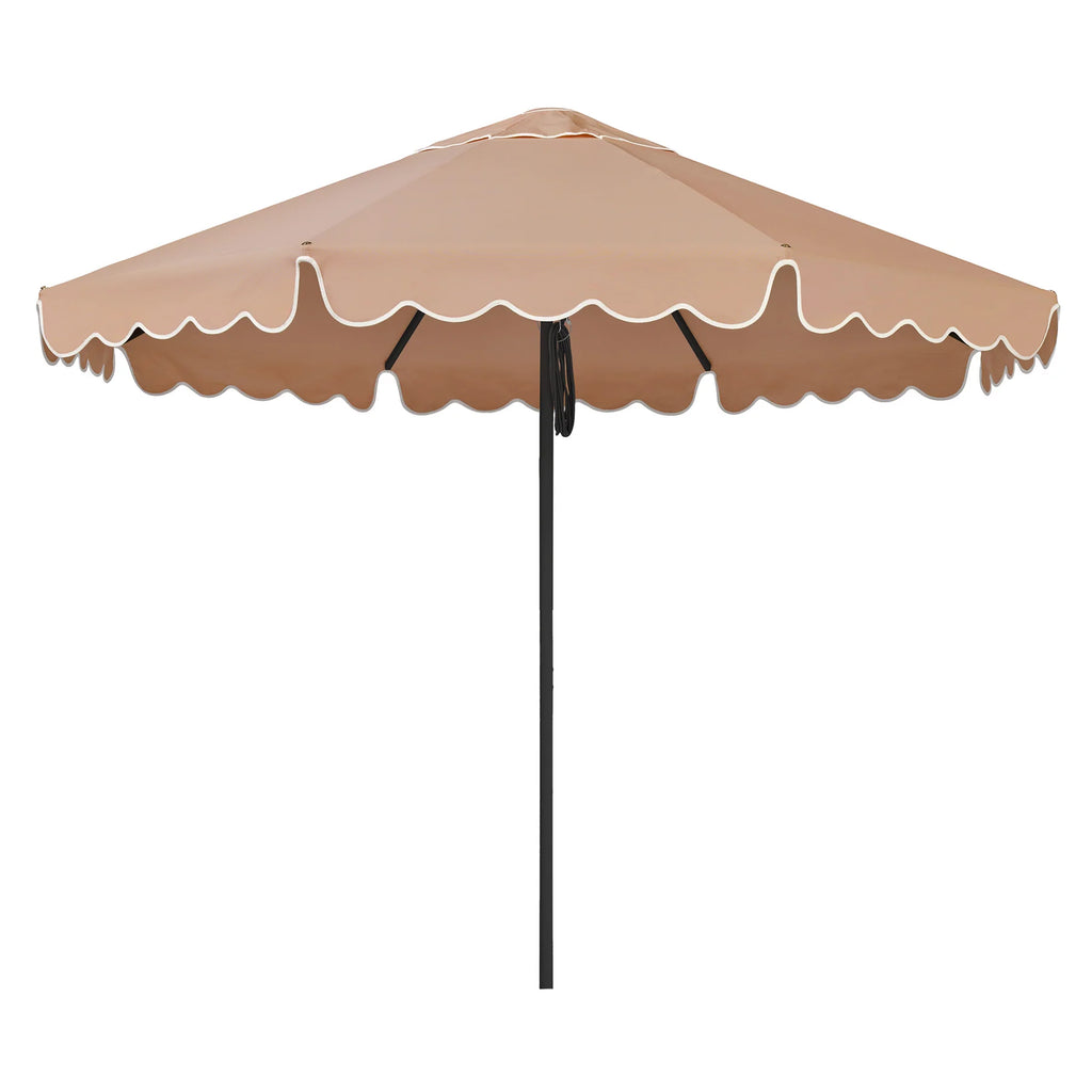 Basil Bangs Sundial+ Black 28m Umbrella Clay - Scallop Valance